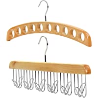 Hangerworld Percha para 12 Cinturones y Percha para Pañuelos de Madera Premium Ahorra Espacio